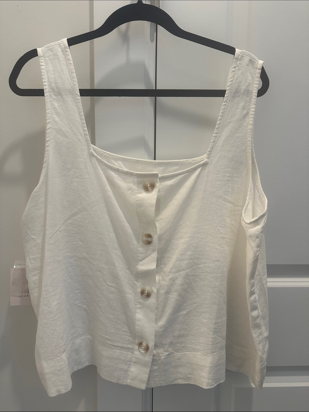 LC Lauren Conrad Rose Pink Button-Back Square Neck Tank